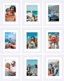 Vittanly 6x8 Picture Frames Set of 9, Shatter Resistant Plexiglass, Display 4x6 Pictures with Mat or 6x8 without Mat, Photo Frames for Wall or Tabletop, Engineered Wood, White by CozyNest Decor