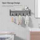 Tatub 29" Rustic Coat Rack Wall Mount with Shelf, Entryway Wall Hooks with Shelf and 5 Metal Hooks, Coat Hangers for Bathroom, Living Room, Bedroom, Kitchen, Grey by CozyNest Decor