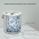 Small Ice Bucket with Lid and Tongs,1.3L Portable Mini Double Walled Ice Cube Bucket for Cocktail Bar Stainless Steel Cute Insulated Ice Buckets for Parties by CozyNest Decor