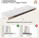 Heimlove 12" Deep Floating Shelves, 36 x 12 Inch Wall Mounted Long Floating Shelf with Invisible Brackets, for Home Decor, Bedroom, Kitchen, Living Room, Bathroom - 2 Pack, White by CozyNest Decor