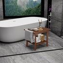 Teak Shower Bench with Shelf & Handle, 20 Inch Shower Stool for Standard Tubs & Showers, Non-Slip Waterproof Seat, Spa & Bathroom Storage Stool by TinyTreasures Baby Boutique
