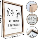 Christian Wooden Wall Signs, Religious Home Decor, Farmhouse Decor for Home Office, Christian Gift, Hanging Framed Wall Plaque 15 * 11.5 inches, With God All Things are Possible Sign by CozyNest Decor