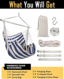 ADVOKAIR Hammock Chair Swing (500 lbs Max) - Hanging Hammock Chair Rope Swing Indoor for Bedroom, Outdoor, Patio, Bedroom, Porch, Deck - Sturdy Steel Bar with Anti-Slip Safety Rings by GreenHaven Gardens