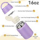 Soup Thermo for Hot Food Kids 16oz Insulated Food Jar Leakproof Thermo Lunch Container for Kids Wide-Mouth Stainless Steel Lunch Box for School with Handle Folding Spoon(3+) by TinyTreasures Baby Boutique