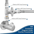 Dishwasher Installation Kit - 6 FT Stainless Steel Braided Dishwasher Hose kit,Food Grade PEX Inner Tube Water Line with 3/8"x 3/8"x 3/8" Tee Stop Valve,3/8"x 3/8"MIP Elbow,3/8"x 3/4"FHT Elbow by CozyNest Decor