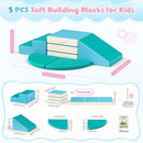 Lischwert Foam Climbing Blocks for Toddlers 1-3, 5pcs Foldable Soft Play Set with Crawling Exploration Toys - Indoor Infant Safe Blocks for Baby Gym & Toddler Playground - Blue by TinyTreasures Baby Boutique