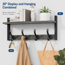 Tatub 20" Rustic Coat Rack Wall Mount with Shelf, Wall Hooks with Shelf, Heavy Duty Entryway Organizer Hangers for Hanging, Hat, Bag, Jacket for Bathroom, Living Room, Bedroom, Ebony by CozyNest Decor