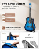 Moukey 38" Acoustic Guitar for Beginners Kids Youth Adult Cutaway Guitarra Acustica Kit with Chord Poster, Gig Bag, Tuner, Picks, Nylon Strings, Capo, Strap - Blue by TinyTreasures Baby Boutique
