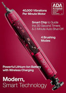 Aquasonic Vibe Series Ultra-Whitening Toothbrush – ADA Accepted Electric Toothbrush - 8 Brush Heads & Travel Case – 40,000 VPM Motor & Wireless Charging - 4 Modes w Smart Timer – Ruby by CozyNest Decor