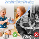 BUSOHA 2 Pack Stainless Steel Toddler Snack Cups - 9 OZ Spill-Proof Baby Snack Containers with Silicone Catcher and Lid Travel Snack Containers for Kids Food Grade Silicone Dishwasher Safe by TinyTreasures Baby Boutique