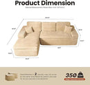 ovios 105” Modular Sectional Sofa with Thicken Seat Cushion, Cloud Couch with Deep Seat, Modern L-Shape Sofas Couches with Chaise,Upholstered Couches for Living Room Bedroom,Beige by CozyNest Decor