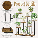 Plant Stand Indoor 9 Tier 11 Potted Multiple Flower Pot Holder for Patio Garden Balcony Living Room Corner (9 Tier Black+Rustic Brown) by GreenHaven Gardens