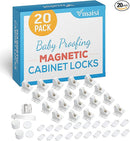 20 Pack Magnetic Cabinet Locks Baby Proofing - Vmaisi Children Proof Cupboard Drawers Latches - Adhesive Easy Installation by TinyTreasures Baby Boutique