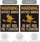 Witch's Funny Garden Flag Do Not Pick the Flowers Sign Plant Lover Gift Small Double Sided Burlap art Stained Glass Style Garden Flags 12 x 18 Inch for Outside by GreenHaven Gardens
