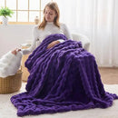 NEWCOSPLAY Faux Fur Twin Blanket Purple Bubble Blanket Thick Warm Soft for Couch Sofa Bed 550GSM (Purple, Twin(60"x80")) by CozyNest Decor