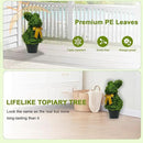 2 Pcs Artificial Bunny Shaped Topiary Trees, Artificial Green Boxwood Bunny Decorations with Gold Bow, Perfect for Indoor & Outdoor Front Porch, Easter& Garden Decor (Bunny Tree with Base) by CozyNest Decor