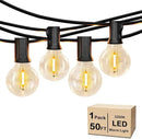 50FT LED G40 Globe String Lights, Shatterproof Outdoor Patio String Lights with 50+2 Dimmable Edison Bulbs, 50 Backyard Hanging Bistro Light Waterproof for Balcony Party Wedding Market Cafe by CozyNest Decor