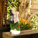 Garden Gnome with Squirrel Outdoor Statue,Flocked Gnome Statue Holding Lantern with Solar Lights,Outdoor Gnomes Decorations for Yard Patio Lawn Porch,Gifts for Mom by GreenHaven Gardens