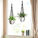 Macrame Plant Hanger Indoor Set of 2 with 4 Hooks, Indoor Outdoor Hanging Planter for Plants Holder with Decorative Wood Beads & No Tassels, Boho Home Decor, 35 Inch Black (Pots Not Included) by GreenHaven Gardens