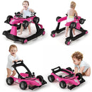 HONEY JOY 4-in-1 Baby Walker, Activity Push Walker w/3 Adjustable Heights, Smooth Wheels w/Adjustable Speed, Padded Seat, Music & Light, Foldable Car Walker for Baby Boys Girls Age 6 Months+ (Pink) by TinyTreasures Baby Boutique