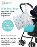 ALVABABY 3 Cloth Diaper Wet Dry Bags Waterproof Reusable with Two Zippered Pockets Travel Beach Pool Daycare Soiled Baby Items Yoga Gym Bag for Swimsuits or Wet Clothes Small Medium Large 3L-ZM29 by TinyTreasures Baby Boutique