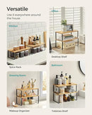 SONGMICS Cabinet Organizer Shelf, Set of 2 Kitchen Counter Shelves, Kitchen Storage, Spice Rack, Stackable, Expandable, Metal and Engineered Wood, Ink Black and Natural Beige UKCS200B01 by CozyNest Decor