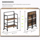 4NM 2 Tiers No-Assembly Folding Bookshelf with Wheels, Portable Rolling Storage Bookcase & Compact Side Table for Living Room, Bedroom, Kitchen, Bathroom (Rustic Brown and Black) by CozyNest Decor