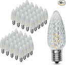 50Pack C9 Christmas LED Light Bulbs, Strawberry Replacement Bulb 2200K Warm White Shatterproof & Waterproof Outdoor String Light Bulbs, E17 Candelabra Base Edison Bulbs for Holiday Decoration by GreenHaven Gardens