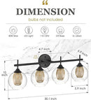 Bathroom Light Fixtures, 4-Light Black and Gold Vanity Lights Over Mirror, 30inch Farmhouse Wall Sconce Lighting with Clear Glass and Honeycomb Metal Shade, AD-22001-4W-BK by CozyNest Decor