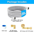 Dishwasher Installation Kit - 20 FT Premium Stainless Steel Braided Dishwasher Hose kit,Food Grade PEX Inner Tube Dishwasher Water Supply Line with 3/8"x3/8"MIP Elbow,3/8"x 3/4" FHT Elbow by CozyNest Decor