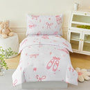 PERFEMET 4 Pieces Bow Comforter for Toddler Girls Reversible Bowknot Pink Toddler Bedding Set Ultra Soft Lightweight Princess Crib Bed Set with Sheets by TinyTreasures Baby Boutique