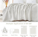 jinchan Boho 100% Cotton Blanket Muslin Twin Size 60x80 Inches Lightweight 3-Layer Geometric Square Pattern Reversible Quilt Throw Soft Breathable Comfy All Seasons for Couch Bed Decor, Light Grey by CozyNest Decor