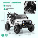 Costzon 12V Kids Ride on Truck Car, Electric Vehicle w/Remote Control, Threaded Wheels, 3 Speeds, LED Lights, Music, Horn & Wireless Connection, Battery Powered Ride on Toy for Boys & Girls 3+ (White) by TinyTreasures Baby Boutique