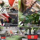 7pc Stainless Steel Heavy Duty Tool Set with Non-Slip Rubber Grip, Garden Gloves and Storage Tote Bag by GreenHaven Gardens