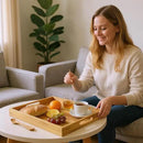 Koppen Acacia Wood Serving Tray with Handles, 17" x 13.86", Large Wooden Platter for Breakfast, Ottoman Tray for Party, Snacks, Fruit, Coffee Table, Living Room, Sofa, Bed, Outdoor by CozyNest Decor