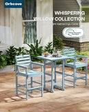 3-Piece Bar Height Outdoor Table and Chairs Set, HDPE Wood Grain Patio Bar Table and Chairs with Heart Cutout Design, Weather-Resistant Bar Height Furniture for Deck, Porch, Pool (Light Blue) by GreenHaven Gardens