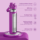 Insulated Water Bottle with Straw Stainless Steel Water Bottle, Leak-Proof, BPA-Free, Double Wall Vacuum Keeps Cold for 24 Hours for Sports, Travel, School (26 oz, Bright Magenta) by CozyNest Decor