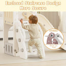 XJD 5 in 1 Toddler Slide, Kids Slide for Toddlers Age 1-3, Outdoor Indoor Playset for Toddlers with Basketball Hoop and Ball, Storage Space and Non-Slip Steps Telescope (Beige) by TinyTreasures Baby Boutique