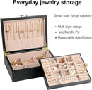 Small Jewelry Organizer for Women, 2-Layer Travel Jewelry Box with Portable Case, Necklace Ring Storage for Dresser, Girls Teens Gifts (Black) by TinyTreasures Baby Boutique