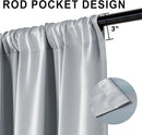 XWZO Full Shading Blackout Curtains with Tiebacks- Heat and Light Blocking Rod Pocket Window Drapes with Black Liner Backing for Bedroom/Kid's Room, Light Grey, W42 x L63, Set of 2 Panels by TinyTreasures Baby Boutique