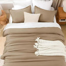 Litanika Taupe Comforter Set King Size, 3 Pieces Solid Bedding Comforter Set, All Season Fluffy Bed Set (104x90In Comforter & 2 Pillowcases) by CozyNest Decor