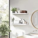 Floating Wall Shelves - 16"x6.8"x1.2" Sturdy Rustic White Solid Wood Shelves for Storage and Décor, Easy Installation for Living Room, Bedroom, and Kitchen - 2 Pack