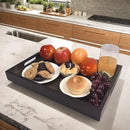 Large Bamboo Wooden Tray with Handles, Rectangular Natural Solid Wood, Black Walnut Color Serving Tray Suitable for Kitchen,Bedroom,Coffee, Party Bars. (14.9x10.2x1.57 inches) by CozyNest Decor