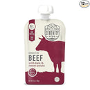 Serenity Kids 6+ Months Baby Food Pouch Puree - Grass Fed Beef, Kale & Sweet Potato - Ethically Sourced Meat & Organic Veggies - BPA-Free, 3.5 Ounce, 12 Count by TinyTreasures Baby Boutique