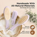 Baby Hair Brush and Comb Set for Newborn - Wooden Baby Hair Brush Set with Soft Goat Bristle, Baby Brush Set for Newborns, Baby Brush and Comb Set Girl, Boy, Toddler Cradle Cap Brush (Oval, Thistle) by TinyTreasures Baby Boutique