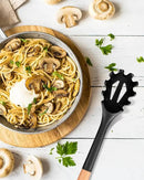 Silicone Pasta Fork, Kitchen Heat Resistant Noodle Spoon Server, BPA Free Spaghetti Strainer,12.8 inch (Black) by CozyNest Decor