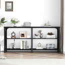 LVB Industrial Entryway Table, Farmhouse Rustic Console Tables Behind Couch, Long Metal Wooden Sofa Table with Storage Shelf, Modern Foyer Hallway Table for Living Room Bedroom, Black Oak, 63 in by CozyNest Decor