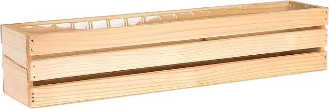 20" Rectangular Rustic Wood Planter with Plastic Liner l Rustic Barn Wood l Wine Crate Style, Home and Wedding Decorations, Garden Ornaments (20x4 Wine Crate Set of 2, Rose Wood), photo 2 of 7