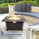 SereneLife 43.5-Inch Outdoor Propane Fire Pit Table – 50,000 BTU, Tempered Glass Wind Guard, Sliding Door, Auto-Ignition, Stainless Steel Burner, Waterproof Cover – Ideal for Patio, Garden & Backyard by GreenHaven Gardens
