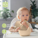 Silicone Baby Feeding Set | Baby Led Weaning Supplies Includes Suction Bowls and Divided Plates, Adjustable Bib, Baby Utensils Spoons and Forks,Cup | Baby Feeding Essentials (Beige) by TinyTreasures Baby Boutique